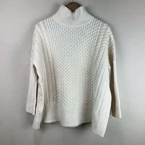 Ayr Sweater Women Small Merino Wool Snow Cream Le Square Cable Knit Preppy Class